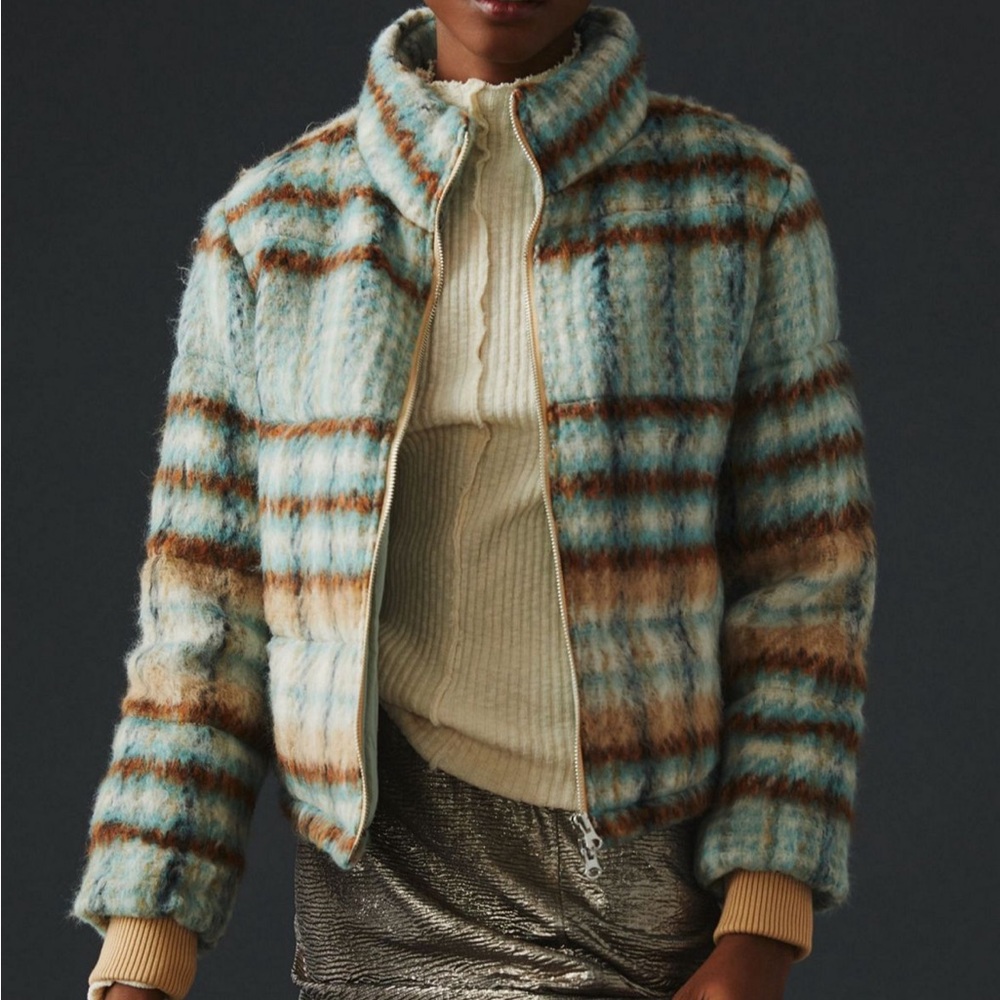 Anthropologie Multicolor Plaid Teddy Jacket